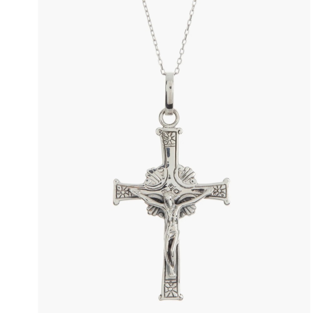Argento Vivo  Sterling Silver Crucifix Cross Pendant Necklace